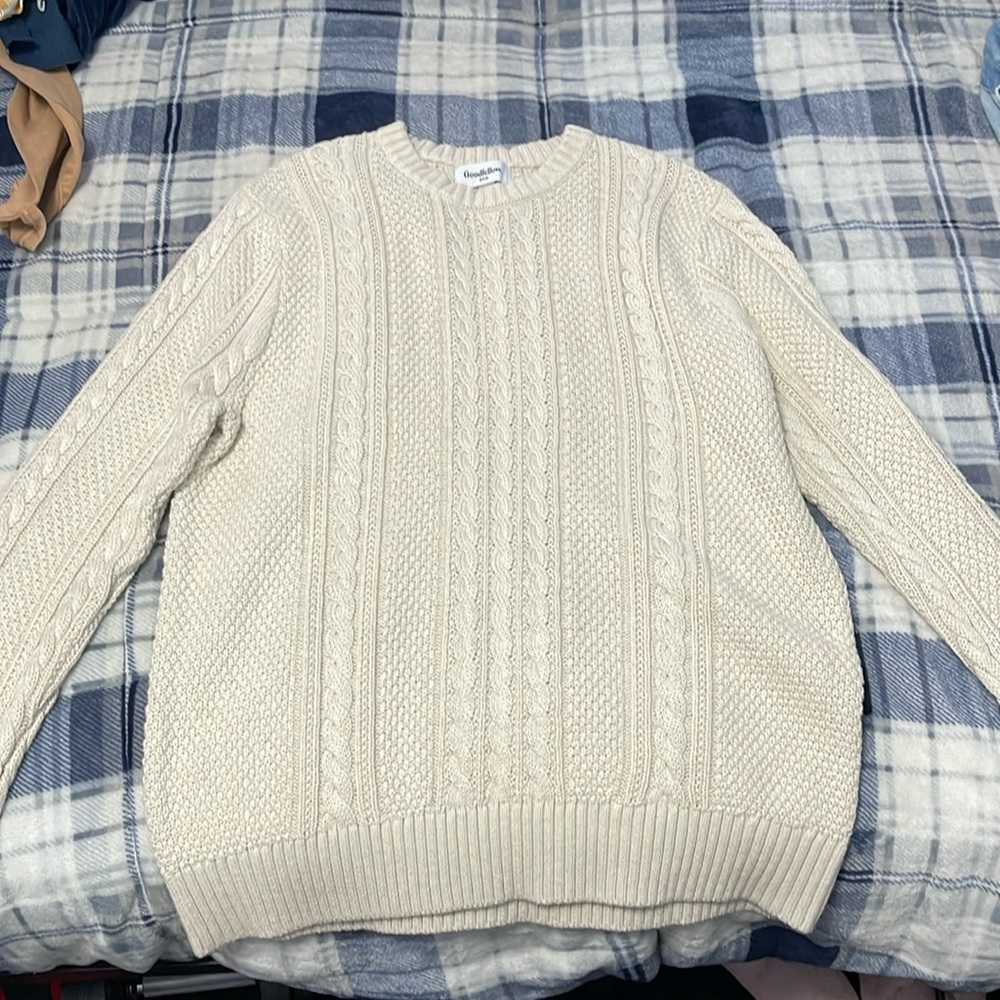 Woven crew neck sweater